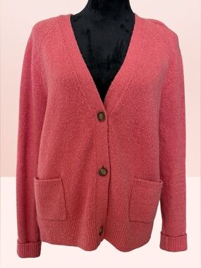 LOFT Rose V-Neck Button Front Cardigan